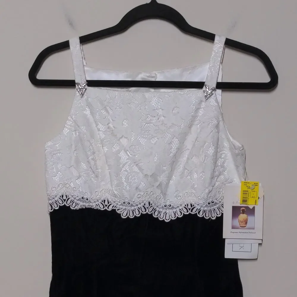 Scott McClintock A Line Dress Black Lined Spaghetti Strap Lace 6 New Deadstock - Picture 2 of 15